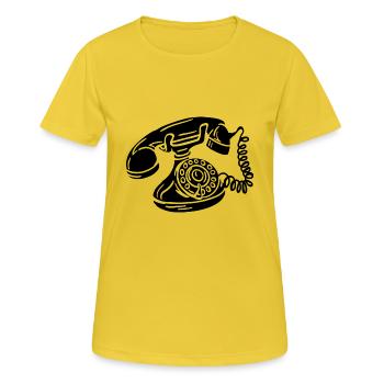 Telefon mit Wähscheibe Retro Oldschool Telefon - Frauen T-Shirt atmungsaktiv - Sonnengelb - Vorne - AI Model Female 172 dark (172cm)
