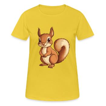 Eichhörnchen - Frauen T-Shirt atmungsaktiv - Sonnengelb - Vorne - AI Model Female 172 dark (172cm)