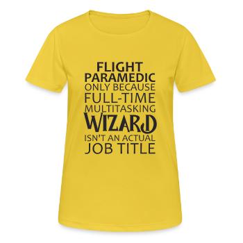 Ambulancier de vol Wizard Air Rescue - T-shirt respirant Femme - jaune soleil - Devant - AI Model Female 172 dark (172cm)