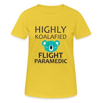 Ambulancier de vol Koalafied Air Rescue - T-shirt respirant Femme - jaune soleil - Devant - AI Model Female 172 dark (172cm)