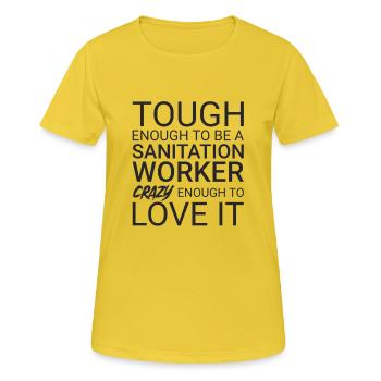 Sanitation worker Crazy - Frauen T-Shirt atmungsaktiv - Sonnengelb - Vorne - AI Model Female 172 dark (172cm)