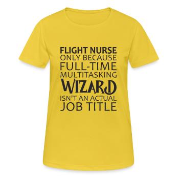 Infirmière de vol Wizard Air Rescue - T-shirt respirant Femme - jaune soleil - Devant - AI Model Female 172 dark (172cm)