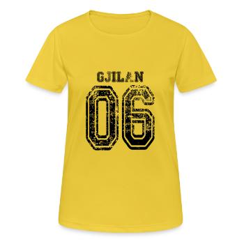 Gjilan 06 Kosovo Kosova Albanie Cadeau Design - T-shirt respirant Femme - jaune soleil - Devant - AI Model Female 172 dark (172cm)