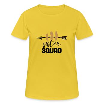 sister squad - Frauen T-Shirt atmungsaktiv - Sonnengelb - Vorne - AI Model Female 172 dark (172cm)