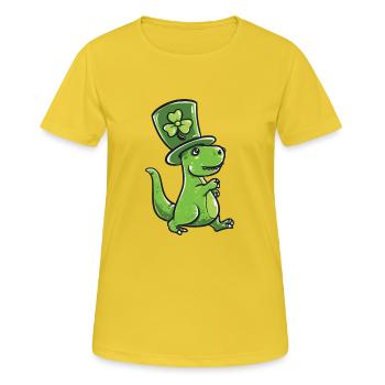 St Patricks tenue de jour T-Rex cadeau Bière Irlande - T-shirt respirant Femme - jaune soleil - Devant - AI Model Female 172 dark (172cm)