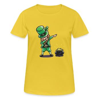St Patricks tenue de jour T-Rex cadeau Bière Irlande - T-shirt respirant Femme - jaune soleil - Devant - AI Model Female 172 dark (172cm)