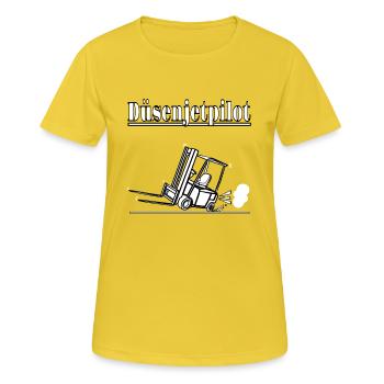 Düsenjetpilot - Frauen T-Shirt atmungsaktiv - Sonnengelb - Vorne - AI Model Female 172 dark (172cm)