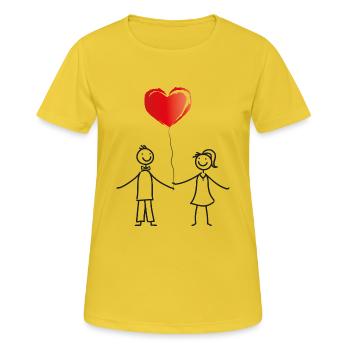 Wir heiraten - Liebespaar mit Herz - Frauen T-Shirt atmungsaktiv - Sonnengelb - Vorne - AI Model Female 172 dark (172cm)