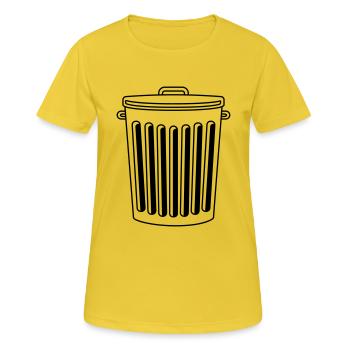 wegwerfen tonne muelltonne muelleimer muell dreck - Frauen T-Shirt atmungsaktiv - Sonnengelb - Vorne - AI Model Female 172 dark (172cm)