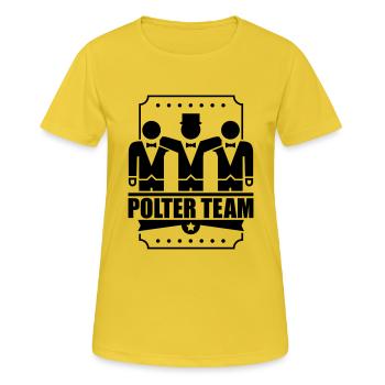 polter_team_1f1 - Frauen T-Shirt atmungsaktiv - Sonnengelb - Vorne - AI Model Female 172 dark (172cm)