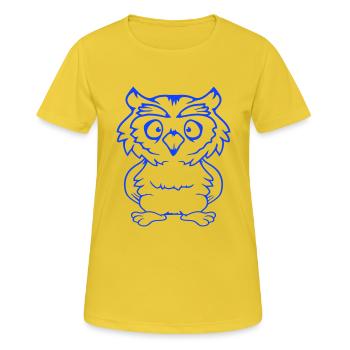 Eule Vogel Uhu Nachtvogel Schleiereule Kauz Comic - Frauen T-Shirt atmungsaktiv - Sonnengelb - Vorne - AI Model Female 172 dark (172cm)
