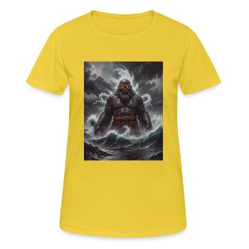 Umibōzu Colossal de la mer Noire dominant la rue - T-shirt respirant Femme - jaune soleil - Devant - AI Model Female 172 dark (172cm)