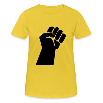 revolt fist - T-shirt respirant Femme - jaune soleil - Devant - AI Model Female 172 dark (172cm)