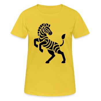 Zebra Silhouette Kunststück Minimal Design - Frauen T-Shirt atmungsaktiv - Sonnengelb - Vorne - AI Model Female 172 dark (172cm)