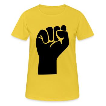 Faust / Revolution - Frauen T-Shirt atmungsaktiv - Sonnengelb - Vorne - AI Model Female 172 dark (172cm)