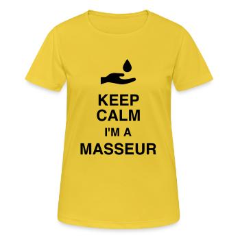 Massage / Masseur / Masseuse / Métier / Job - T-shirt respirant Femme - jaune soleil - Devant - AI Model Female 172 dark (172cm)