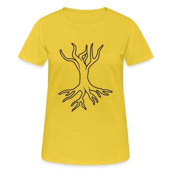 Wurzel Baum Design - Frauen T-Shirt atmungsaktiv - Sonnengelb - Vorne - AI Model Female 172 dark (172cm)
