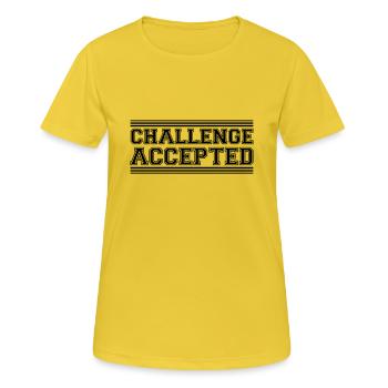 Défi accepté Design - T-shirt respirant Femme - jaune soleil - Devant - AI Model Female 172 dark (172cm)