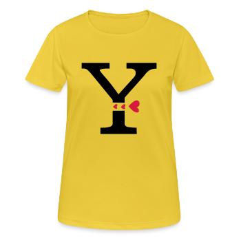 Capital letter Y with hearts - Women's Breathable T-Shirt - sunshine - Front - AI Model Female 172 dark (172cm)