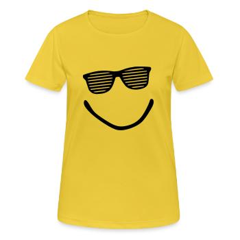 Big Smile - Smiley - Sonnenbrille - Frauen T-Shirt atmungsaktiv - Sonnengelb - Vorne - AI Model Female 172 dark (172cm)