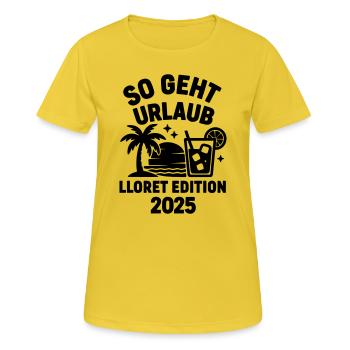 Voici comment fonctionnent les vacances Lloret Edition 2025 - T-shirt respirant Femme - jaune soleil - Devant - AI Model Female 172 dark (172cm)