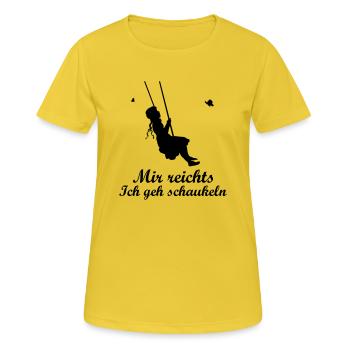 Mir reichts ich geh schaukeln (ReNew) - Frauen T-Shirt atmungsaktiv - Sonnengelb - Vorne - AI Model Female 172 dark (172cm)