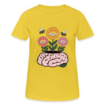 Croissance consciente - Brain Blooming with Gratitude, La - T-shirt respirant Femme - jaune soleil - Devant - AI Model Female 172 dark (172cm)