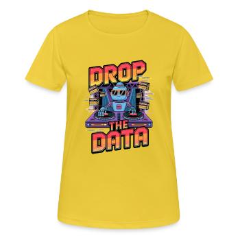 Déposez les données DJ Robot Techno Design - T-shirt respirant Femme - jaune soleil - Devant - AI Model Female 172 dark (172cm)