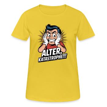 Âge, Désastre Facepalm - T-shirt respirant Femme - jaune soleil - Devant - AI Model Female 172 dark (172cm)