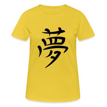 Kanji - rêve - T-shirt respirant Femme - jaune soleil - Devant - AI Model Female 172 dark (172cm)