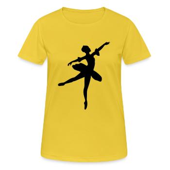 Vektor Balletttänzer Silhouette - Frauen T-Shirt atmungsaktiv - Sonnengelb - Vorne - AI Model Female 172 dark (172cm)