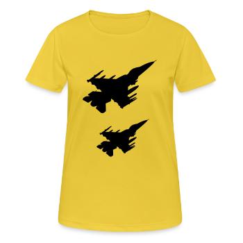 Jets de combat - T-shirt respirant Femme - jaune soleil - Devant - AI Model Female 172 dark (172cm)