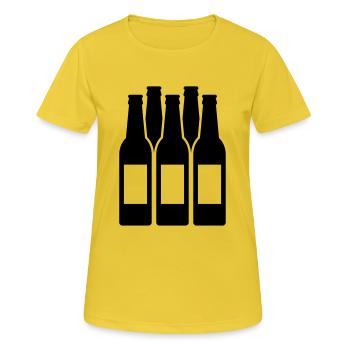 Bierflaschen - Frauen T-Shirt atmungsaktiv - Sonnengelb - Vorne - AI Model Female 172 dark (172cm)