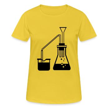 Chemie Experiment Geschenkidee Substanz mischen - Frauen T-Shirt atmungsaktiv - Sonnengelb - Vorne - AI Model Female 172 dark (172cm)