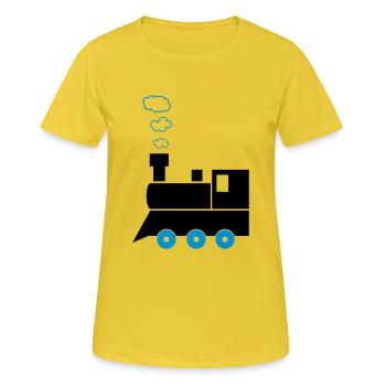 lokomotive_02 - Frauen T-Shirt atmungsaktiv - Sonnengelb - Vorne - AI Model Female 172 dark (172cm)