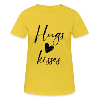 Câlins Bisous - T-shirt respirant Femme - jaune soleil - Devant - AI Model Female 172 dark (172cm)