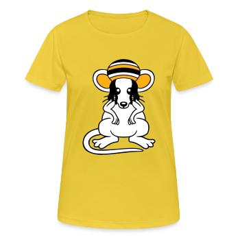 Maus Raggae Jamaika Hut Rasta Locken Chill Mütze - Frauen T-Shirt atmungsaktiv - Sonnengelb - Vorne - AI Model Female 172 dark (172cm)