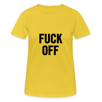 Fuck Off Noir - T-shirt respirant Femme - jaune soleil - Devant - AI Model Female 172 dark (172cm)