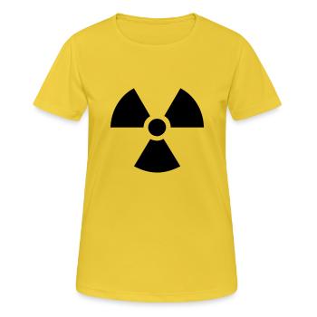 Radioactif - Atome - nucléaire - T-shirt respirant Femme - jaune soleil - Devant - AI Model Female 172 dark (172cm)