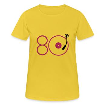 Musique des années 80 - T-shirt respirant Femme - jaune soleil - Devant - AI Model Female 172 dark (172cm)