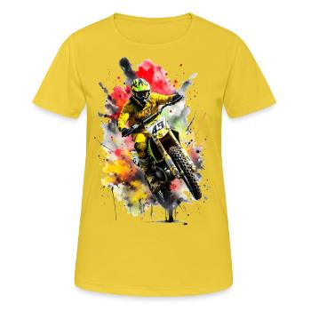 Éclaboussure de motocross - T-shirt respirant Femme - jaune soleil - Devant - AI Model Female 172 dark (172cm)