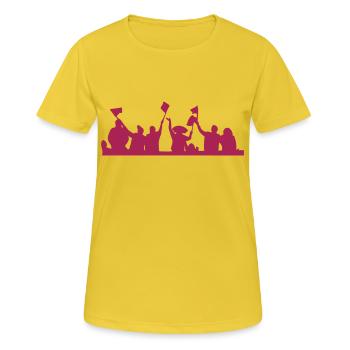 Fans - Stadion - Party - Frauen T-Shirt atmungsaktiv - Sonnengelb - Vorne - AI Model Female 172 dark (172cm)