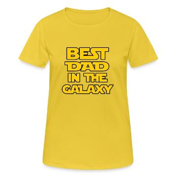 Bester Vater der Galaxie - Frauen T-Shirt atmungsaktiv - Sonnengelb - Vorne - AI Model Female 172 dark (172cm)