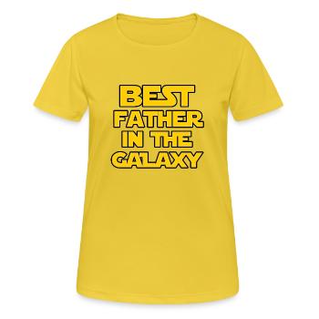 Bester Vater der Galaxie - Frauen T-Shirt atmungsaktiv - Sonnengelb - Vorne - AI Model Female 172 dark (172cm)