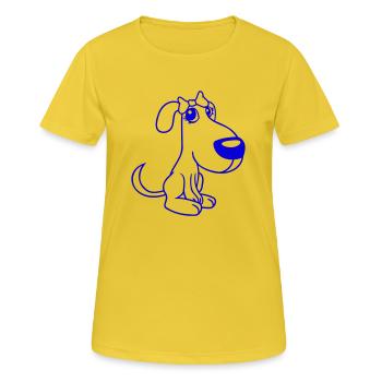 Dog Sitting Little Pretty Lady Bow Female - Women's Breathable T-Shirt - sunshine - Front - AI Model Female 172 dark (172cm)