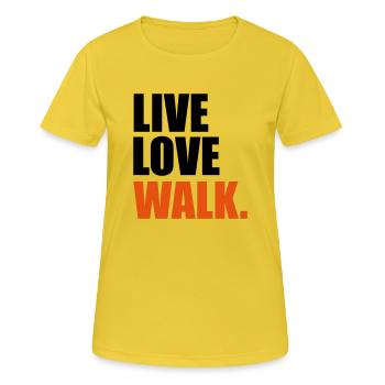 Nordic Walking - Frauen T-Shirt atmungsaktiv - Sonnengelb - Vorne - AI Model Female 172 dark (172cm)