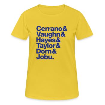 Le T-shirt des Indians de Cleveland - T-shirt respirant Femme - jaune soleil - Devant - AI Model Female 172 dark (172cm)