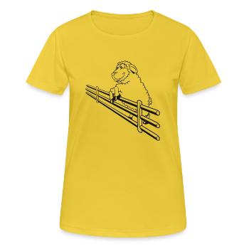 Mouton pâturage sauter clôture schaefchen clôtures troupeau - T-shirt respirant Femme - jaune soleil - Devant - AI Model Female 172 dark (172cm)