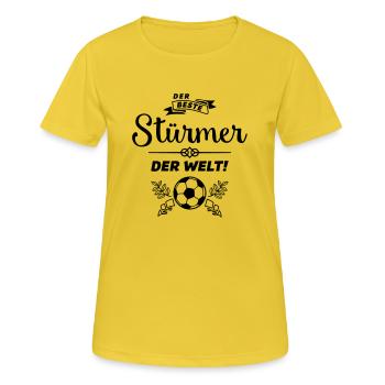 der beste stürmer - Frauen T-Shirt atmungsaktiv - Sonnengelb - Vorne - AI Model Female 172 dark (172cm)