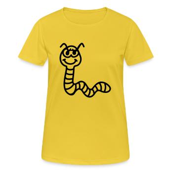frecher Regenwurm - line - Frauen T-Shirt atmungsaktiv - Sonnengelb - Vorne - AI Model Female 172 dark (172cm)